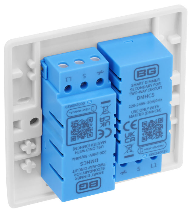 BG 882S/HC White Moulded Round Edge 2 Gang 2 Way Secondary Smart Dimmer Switch - westbasedirect.com