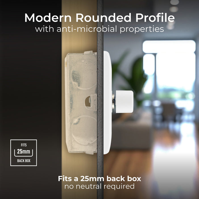 BG 882S/HC White Moulded Round Edge 2 Gang 2 Way Secondary Smart Dimmer Switch - westbasedirect.com