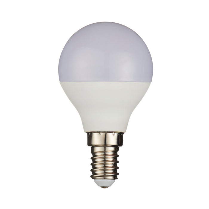 Saxby 90968 E14 LED Golf 5W Opal pc & matt white plastic & bright nickel plate 5W LED E14 Warm White - westbasedirect.com