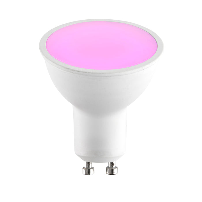 Saxby 91949 Smart GU10 RGB-CCT 5W Matt white textured & frosted pc 5W LED GU10 CCT - westbasedirect.com