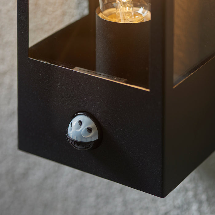 Saxby 94348 Breton PIR wall Black IP44 28W Matt black paint & clear glass 28W E27 Eco GLS (Required) - westbasedirect.com