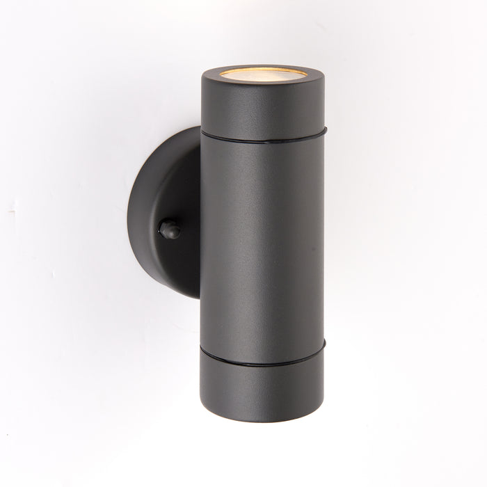 Saxby 94792 Palin 2lt wall IP44 7W Anthracite grey & clear glass 2 x 7W LED GU10 (Required) - westbasedirect.com