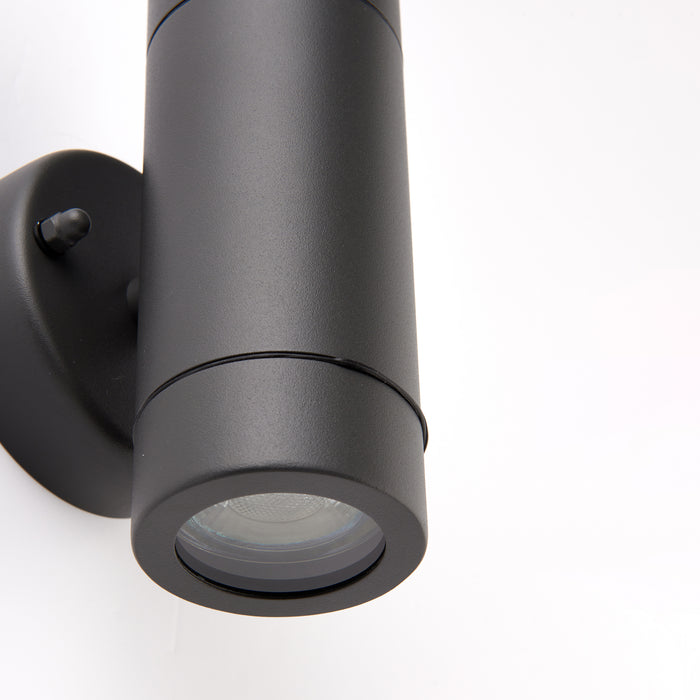 Saxby 94792 Palin 2lt wall IP44 7W Anthracite grey & clear glass 2 x 7W LED GU10 (Required) - westbasedirect.com