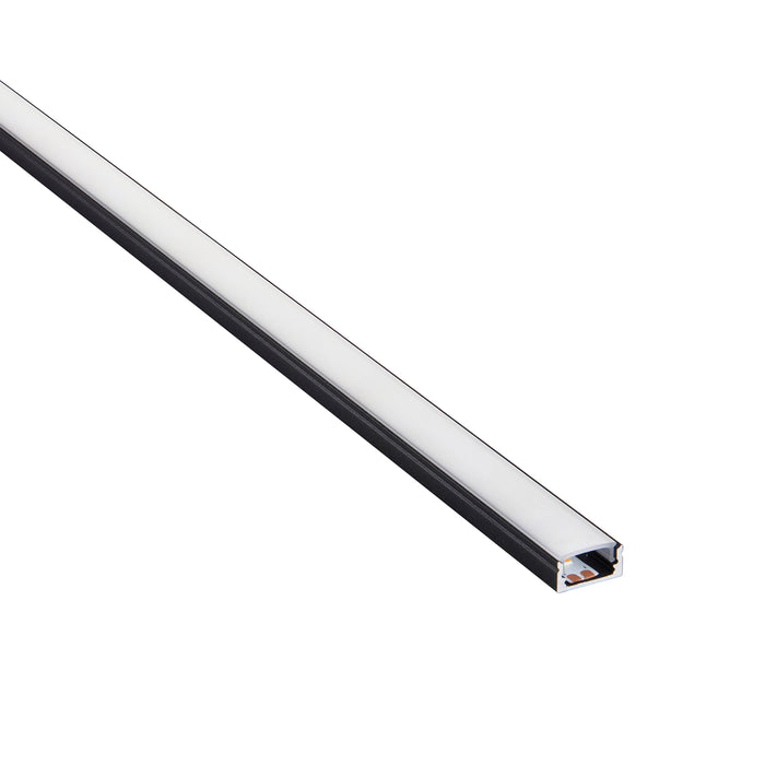 Saxby 94946 RigelSLIM Surface 2m Aluminium Profile/Extrusion Black Matt black paint & opal pc - westbasedirect.com