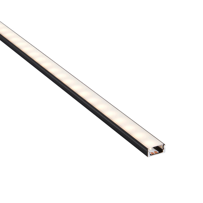 Saxby 94946 RigelSLIM Surface 2m Aluminium Profile/Extrusion Black Matt black paint & opal pc - westbasedirect.com