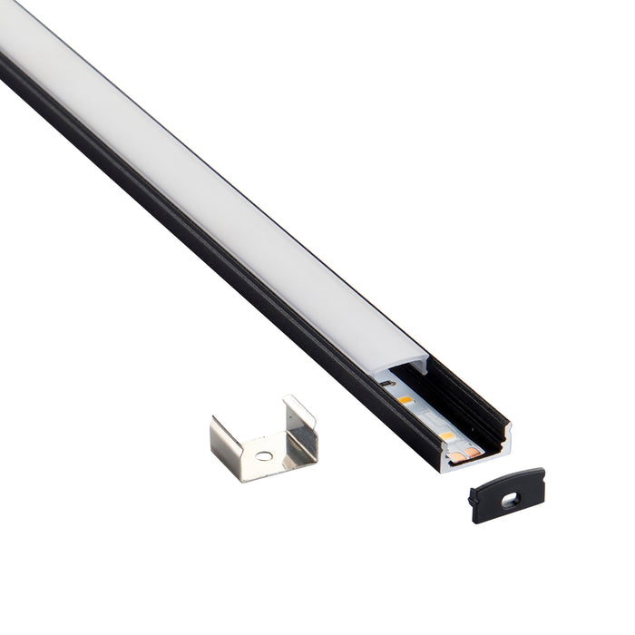 Saxby 94946 RigelSLIM Surface 2m Aluminium Profile/Extrusion Black Matt black paint & opal pc - westbasedirect.com
