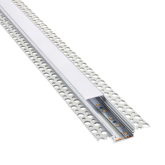 Saxby 94948 Rigel Plaster-in Wide 2m Aluminium Profile/Extrusion Silver Silver anodised & opal pc - westbasedirect.com