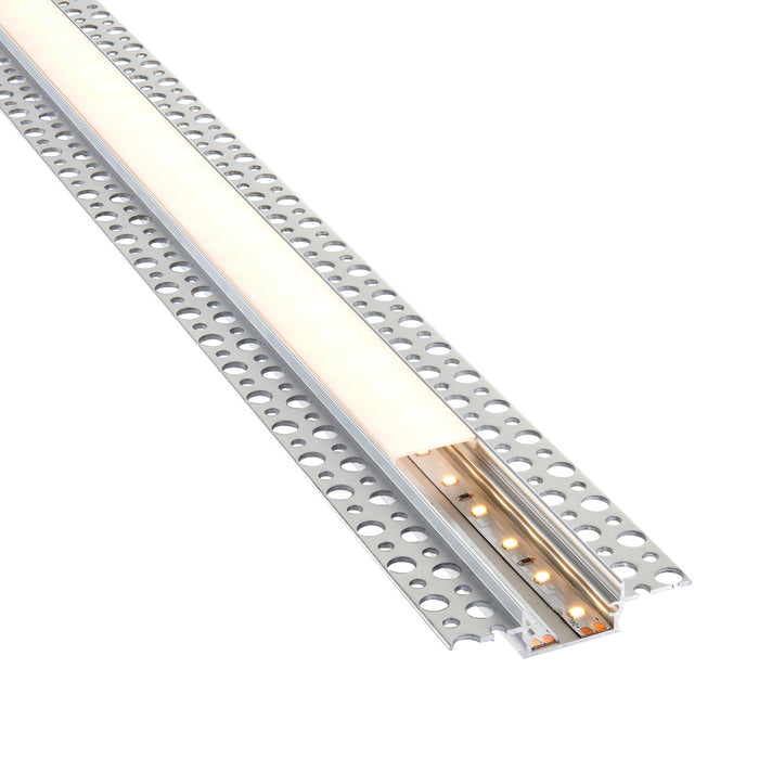 Saxby 94948 Rigel Plaster-in Wide 2m Aluminium Profile/Extrusion Silver Silver anodised & opal pc - westbasedirect.com