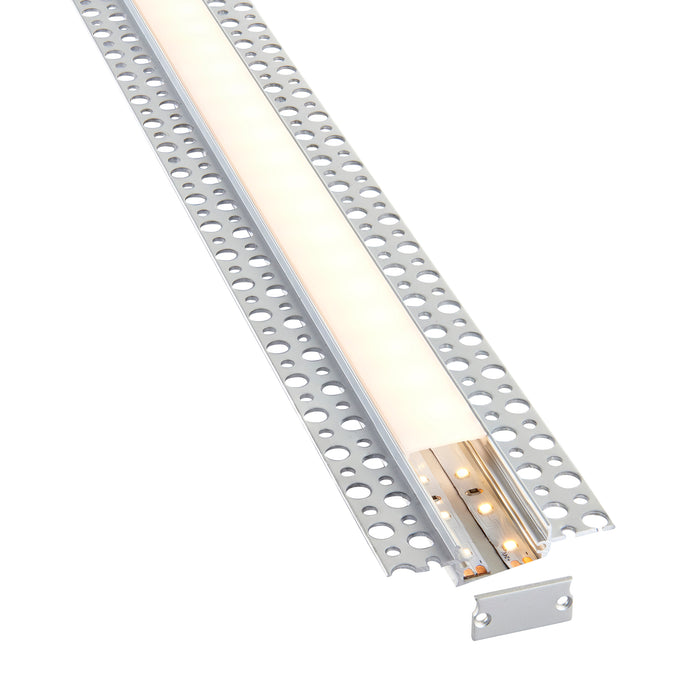 Saxby 94948 Rigel Plaster-in Wide 2m Aluminium Profile/Extrusion Silver Silver anodised & opal pc - westbasedirect.com