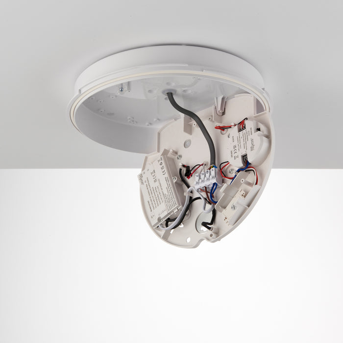 Saxby 95544 Saxby HeroPRO corridor Emergency EM IP65 18W Gloss white & opal pc 18W LED module (SMD 2835) CCT - westbasedirect.com
