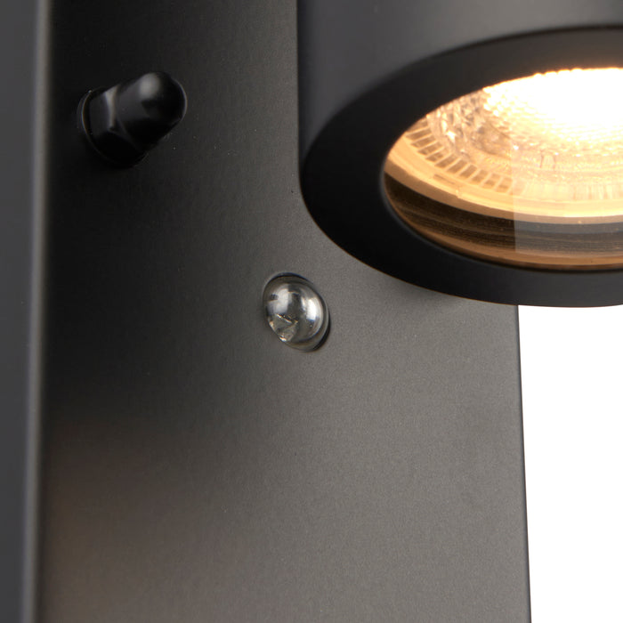 Saxby 95555 Palin photocell IP44 7W Matt black paint & clear glass 2 x 7W LED GU10 (Required) - westbasedirect.com
