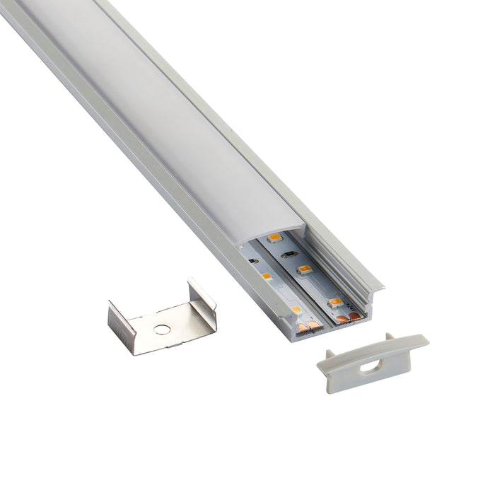 Saxby 97736 RigelSLIM Recessed Wide 2m Aluminium Profile/Extrusion Silver Silver anodised & opal pc - westbasedirect.com