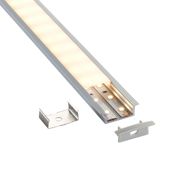 Saxby 97736 RigelSLIM Recessed Wide 2m Aluminium Profile/Extrusion Silver Silver anodised & opal pc - westbasedirect.com