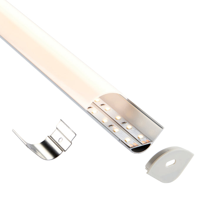 Saxby 97737 Rigel Corner Wide 2m Aluminium Profile/Extrusion Silver Silver anodised & opal pc - westbasedirect.com
