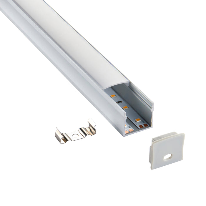 Saxby 97738 Rigel Surface Wide 2m Aluminium Profile/Extrusion Silver Silver anodised & opal pc - westbasedirect.com