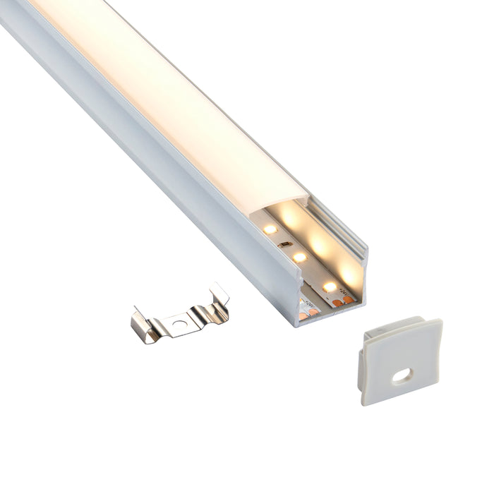 Saxby 97738 Rigel Surface Wide 2m Aluminium Profile/Extrusion Silver Silver anodised & opal pc - westbasedirect.com