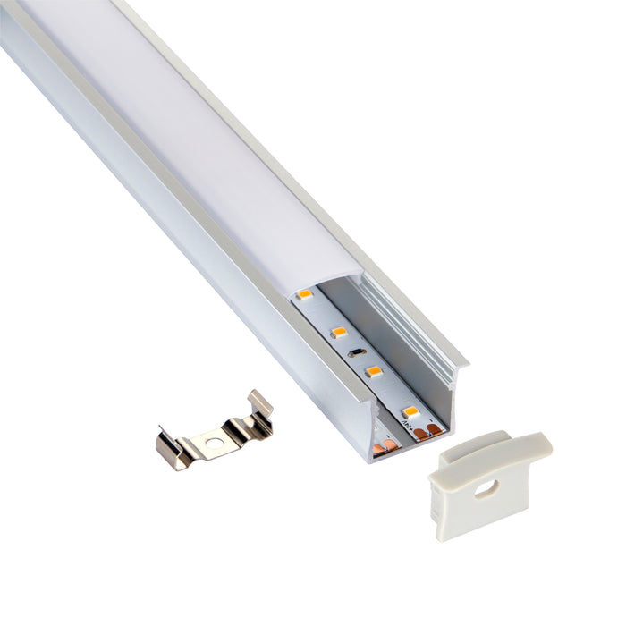 Saxby 97739 Rigel Recessed Wide 2m Aluminium Profile/Extrusion Silver Silver anodised & opal pc - westbasedirect.com