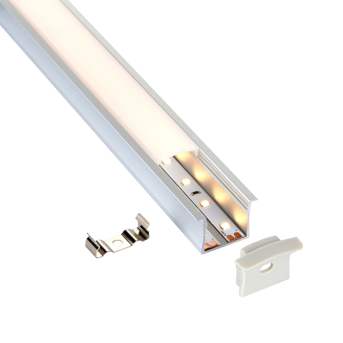 Saxby 97739 Rigel Recessed Wide 2m Aluminium Profile/Extrusion Silver Silver anodised & opal pc - westbasedirect.com