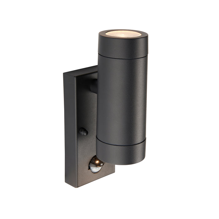 Saxby 97822 Odyssey PIR 2lt wall IP44 7W Satin black paint & clear glass 2 x 7W LED GU10 (Required) - westbasedirect.com