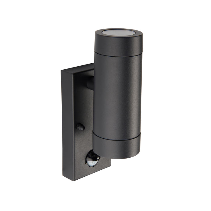 Saxby 97822 Odyssey PIR 2lt wall IP44 7W Satin black paint & clear glass 2 x 7W LED GU10 (Required) - westbasedirect.com