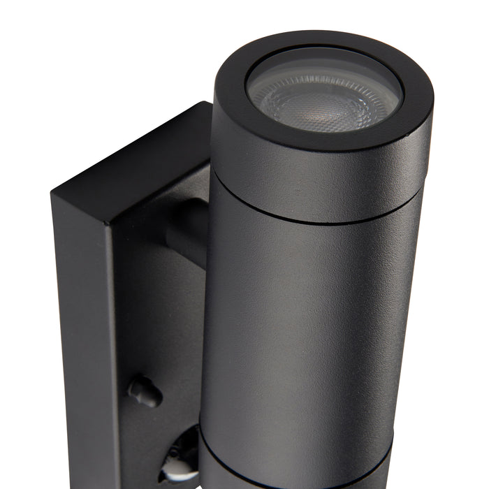 Saxby 97822 Odyssey PIR 2lt wall IP44 7W Satin black paint & clear glass 2 x 7W LED GU10 (Required) - westbasedirect.com