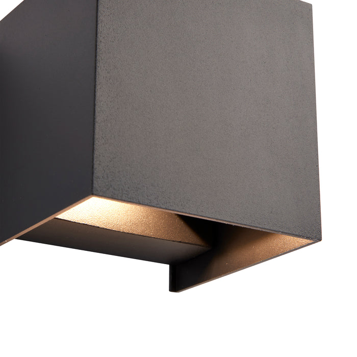 Saxby 97824 Glover CCT 2lt wall IP44 5.5W Matt black paint & clear glass 2 x 5.5W LED module (SMD 3030) CCT - westbasedirect.com