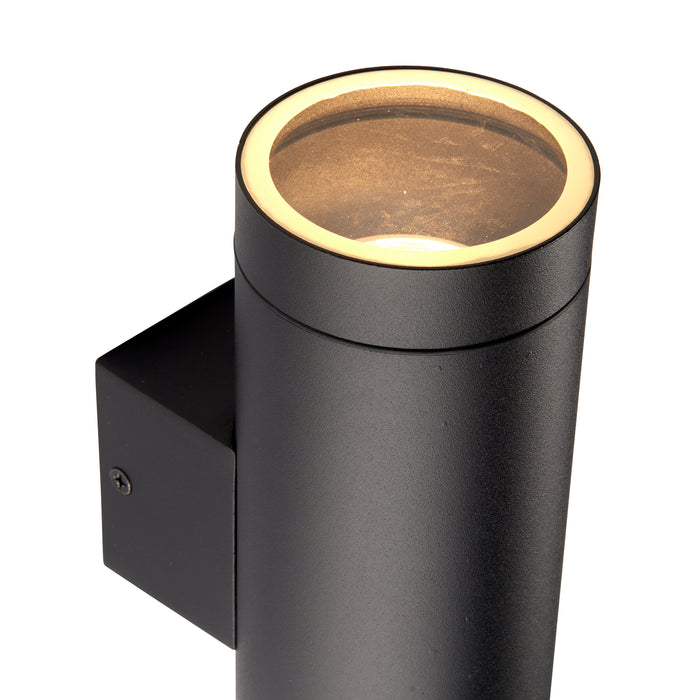 Saxby 98438 Palin XL IP44 7W Textured black paint & clear glass 2 x 7W LED GU10 (Required) - westbasedirect.com
