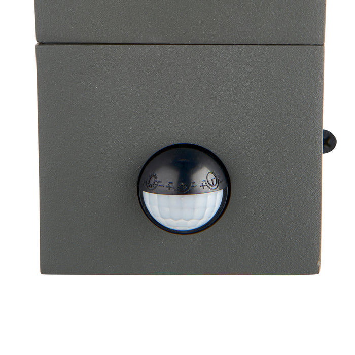 Saxby 99549 Lantern pIR IP44 7W Textured grey paint & opal pc 7W LED GU10 (Required) - westbasedirect.com