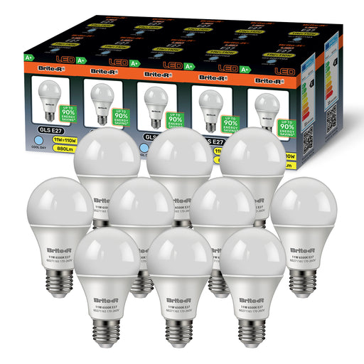 Brite-R 11W E27 ES GLS LED Bulb Cool White 6500K (10 Pack) - westbasedirect.com