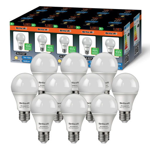 Brite-R 7W E27 ES GLS LED Bulb Warm White 3000K (10 Pack) - westbasedirect.com
