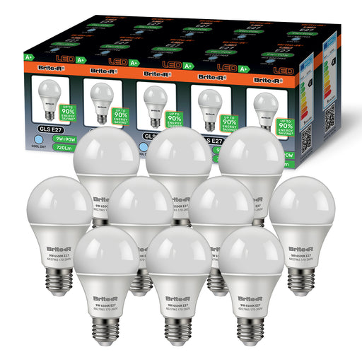 Brite-R 9W E27 ES GLS LED Bulb Cool White 6500K (10 Pack) - westbasedirect.com