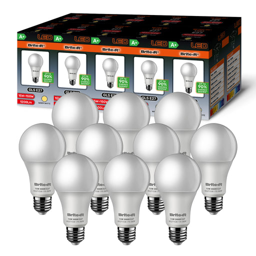 Brite-R 15W E27 ES GLS LED Bulb Warm White 3000K (10 Pack) - westbasedirect.com