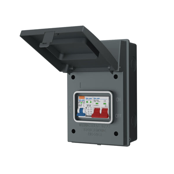 LIVE Electrical AGU4-SR/G 4 Way IP65 Grey Metal Garage/EV Charging Unit with 100 Main Switch, 40A Type A SP RCBO B Curve & 20/40kA DP Type 2 SPD - westbasedirect.com