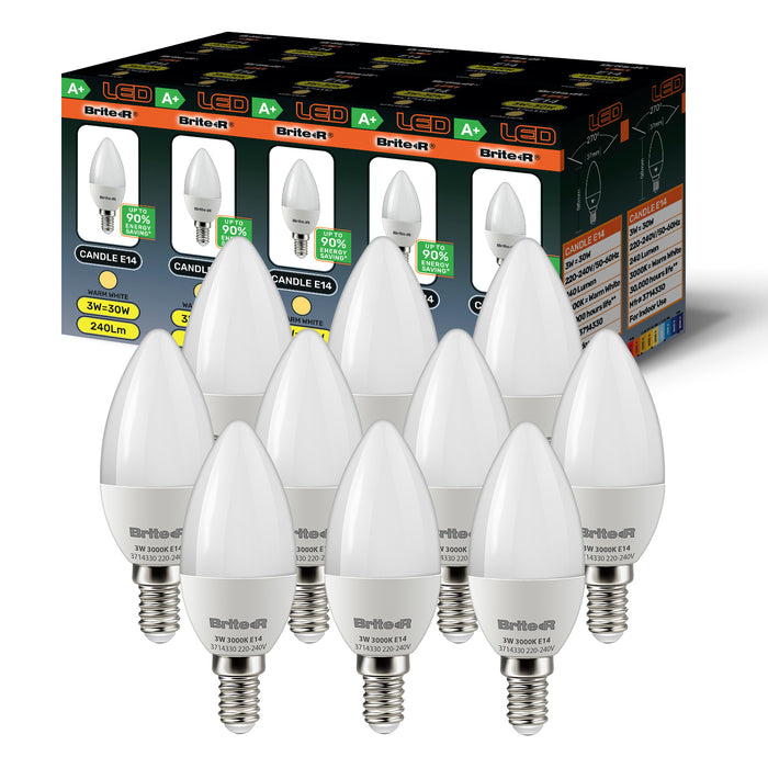 Brite-R 3W E14 SES Candle LED Bulb Warm White 3000K (10 Pack) - westbasedirect.com