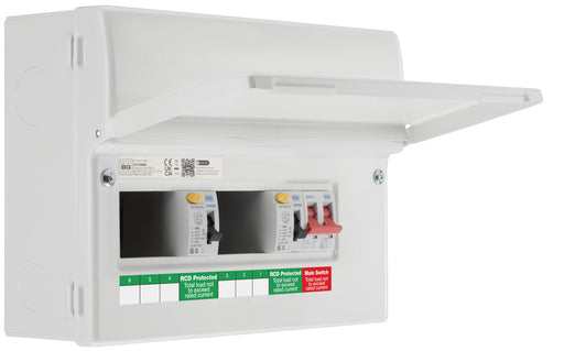 BG Fortress CF12D886 12 Module 6 Way Unpopulated Dual RCD Consumer Unit with 100A Main Switch & 2x 80A Type A 30mA RCD - westbasedirect.com