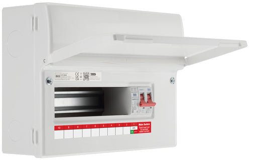 BG Fortress CF12MS9 12 Module 9 Way Unpopulated Metal Consumer Unit with 100A Main Switch & 1x SPD - westbasedirect.com