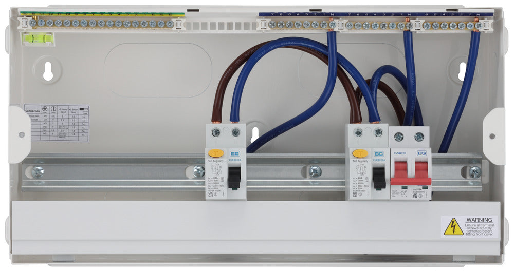 BG Fortress CF19D8813 19 Module 13 Way Unpopulated Dual RCD Consumer Unit with 100A Main Switch & 2x 80A Type A 30mA RCD - westbasedirect.com