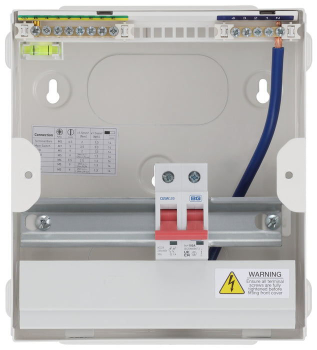BG Fortress CF6M4 6 Module 4 Way Unpopulated Metal Consumer Unit with 100A Main Switch - westbasedirect.com