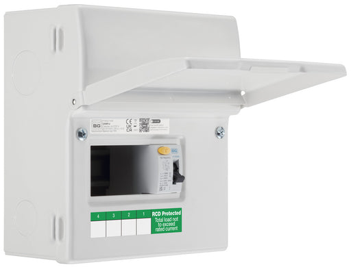 BG Fortress CF6R14 6 Module 4 Way Unpopulated RCD Incomer Consumer Unit with 1x 100A Type A 30mA RCD - westbasedirect.com