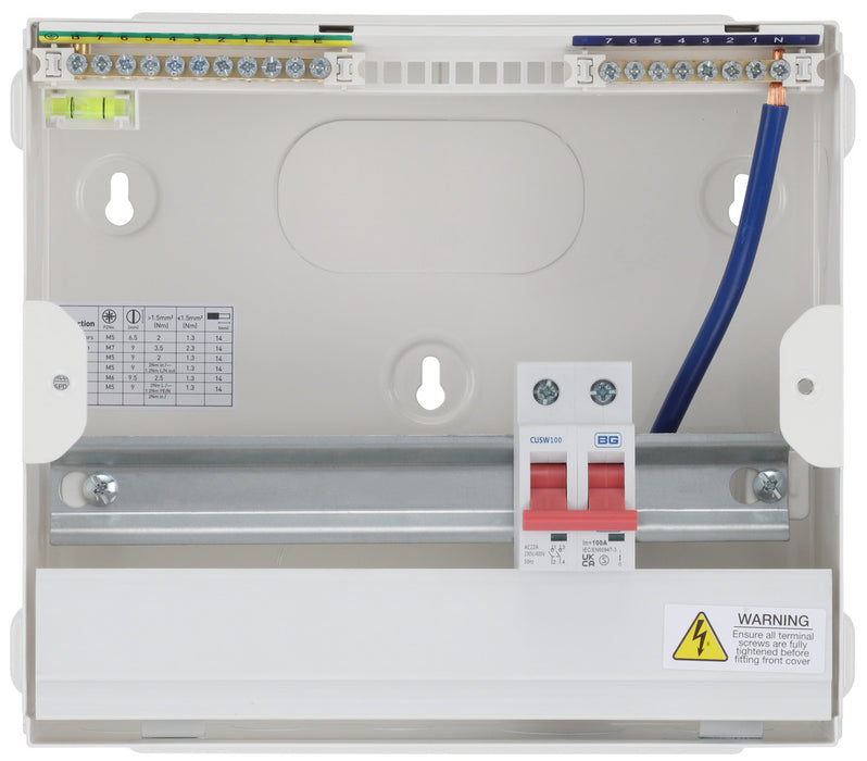 BG Fortress CF9M7 9 Module 7 Way Unpopulated Metal Consumer Unit with 100A Main Switch - westbasedirect.com