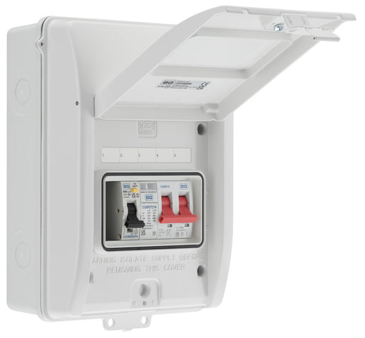 BG CFEV5RDAW 5 Module IP65 Weatherproof White Metal EV Charger Circuit Protection with 40A Type A DP RCBO, 100A Main Switch & Type 2 SPD - westbasedirect.com