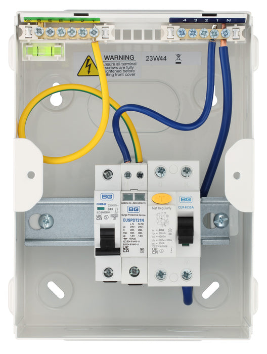BG CFUEV5A 5 Module IP20 Metal Metal EV Charger Circuit Protection with 40A 30mA Type A RCD, 40A B Curve MCB & Type 2 SPD - westbasedirect.com