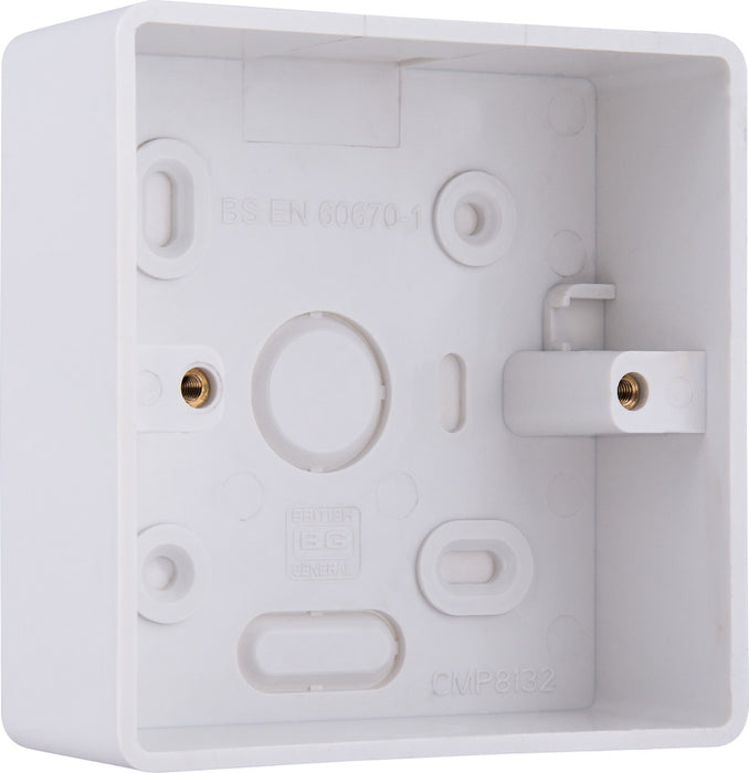 BG CMP8132 Single 32mm White Rounded PVC Surface Pattress Box - westbasedirect.com