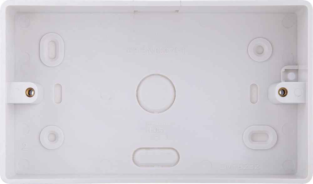 BG CMP8232 Double 32mm White Rounded PVC Surface Pattress Box - westbasedirect.com