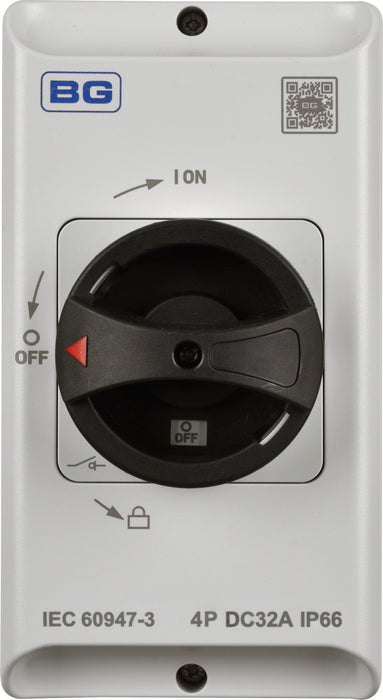 BG CPDC432 DC Rotary Isolator IP66 Plastic White 32A 4 Pole - westbasedirect.com
