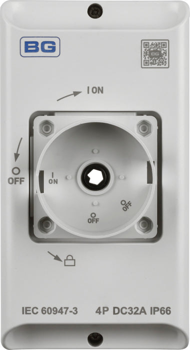 BG CPDC432 DC Rotary Isolator IP66 Plastic White 32A 4 Pole - westbasedirect.com