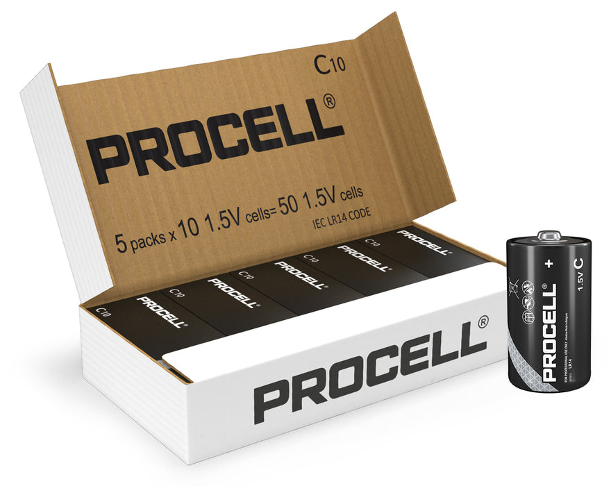 Duracell Procell Constant Power C LR14 PC1400 Alkaline Industrial Batteries | Box of 50 - westbasedirect.com
