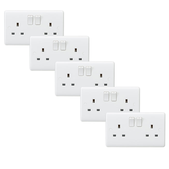 Knightsbridge CU9000Sx5 White Curved Edge 13A 2G SP Switched Socket (5 Pack) - westbasedirect.com