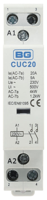 BG CUC20 20A Double Pole 1 Module Contactor - westbasedirect.com