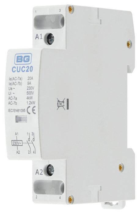 BG CUC20 20A Double Pole 1 Module Contactor - westbasedirect.com